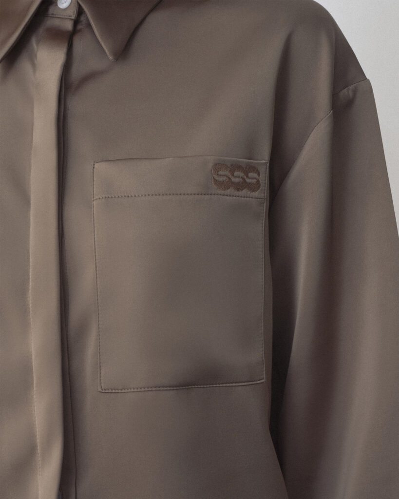 Dark Brown Tiana Satin Shirt