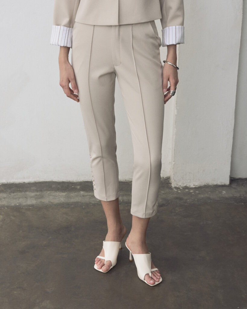 Beige Wylie Cropped Trousers