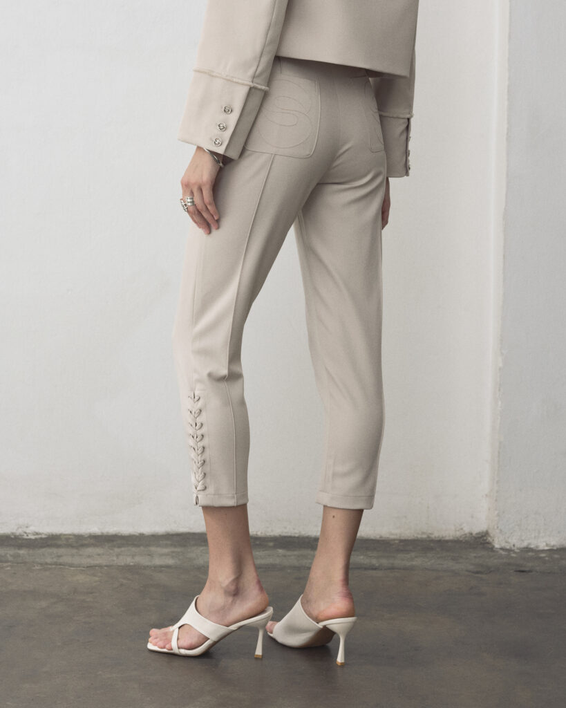 Beige Wylie Cropped Trousers