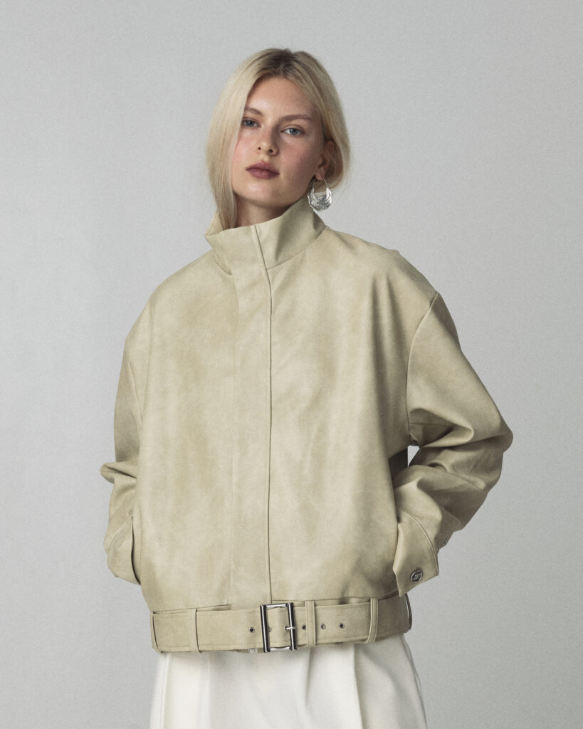 Beige Saige  Leather Jacket