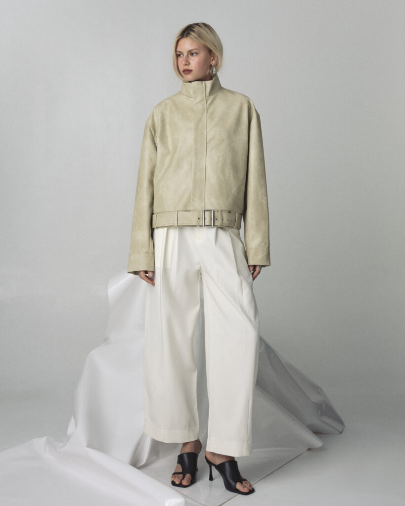 Beige Saige  Leather Jacket